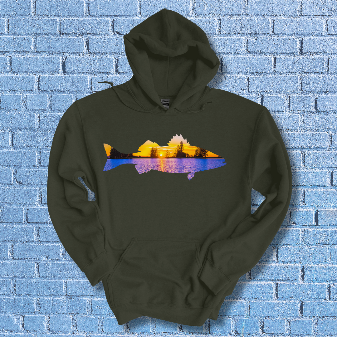 This is image of Largemouth Bass Sunset Long-Sleeve Hoodie version 5