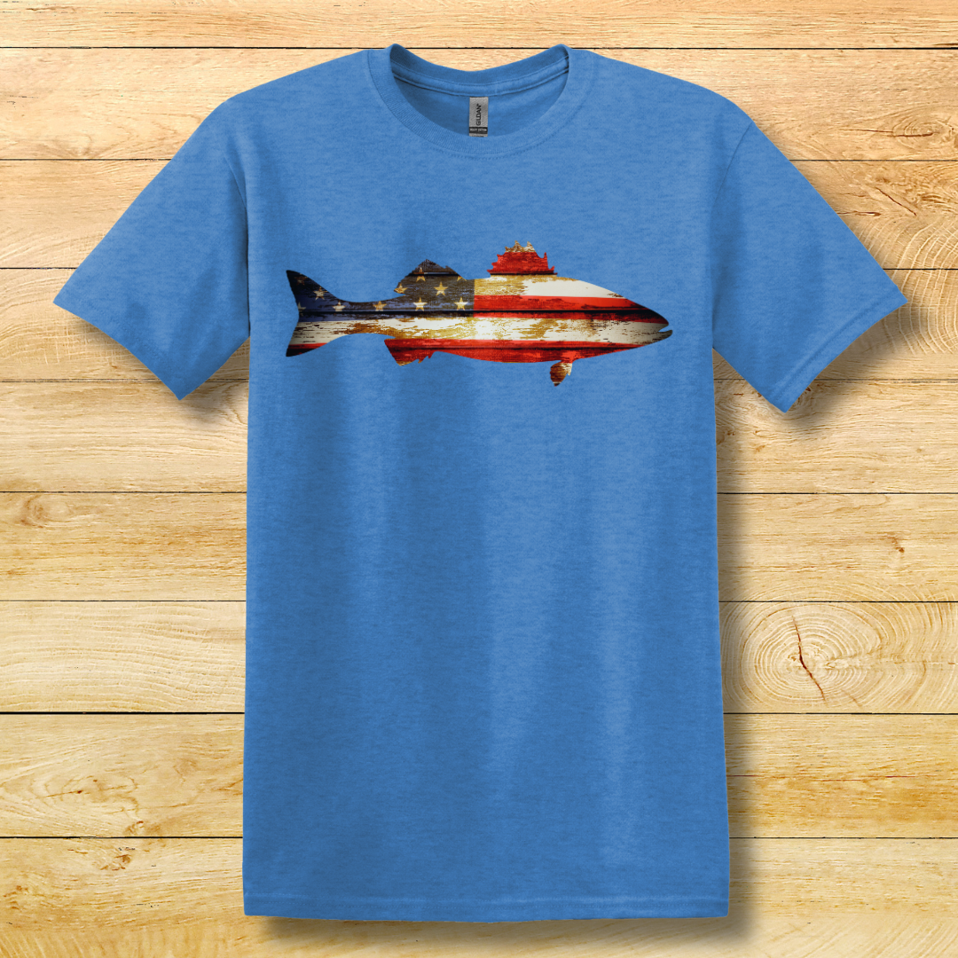This is image of Distressed Bass Flag T-Shirt version 7