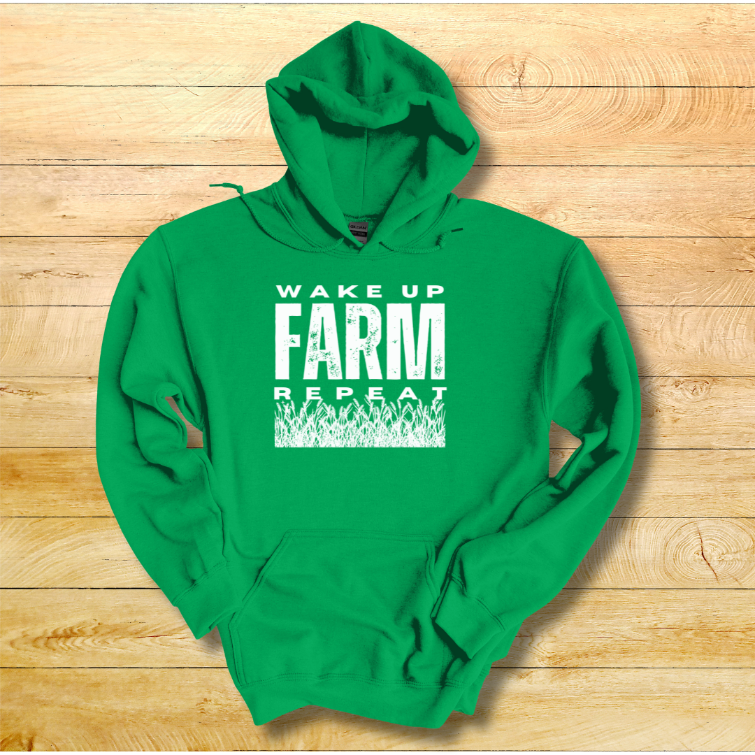 This is image of Wake Up Farm Repeat Long-Sleeve Hoodie version 6