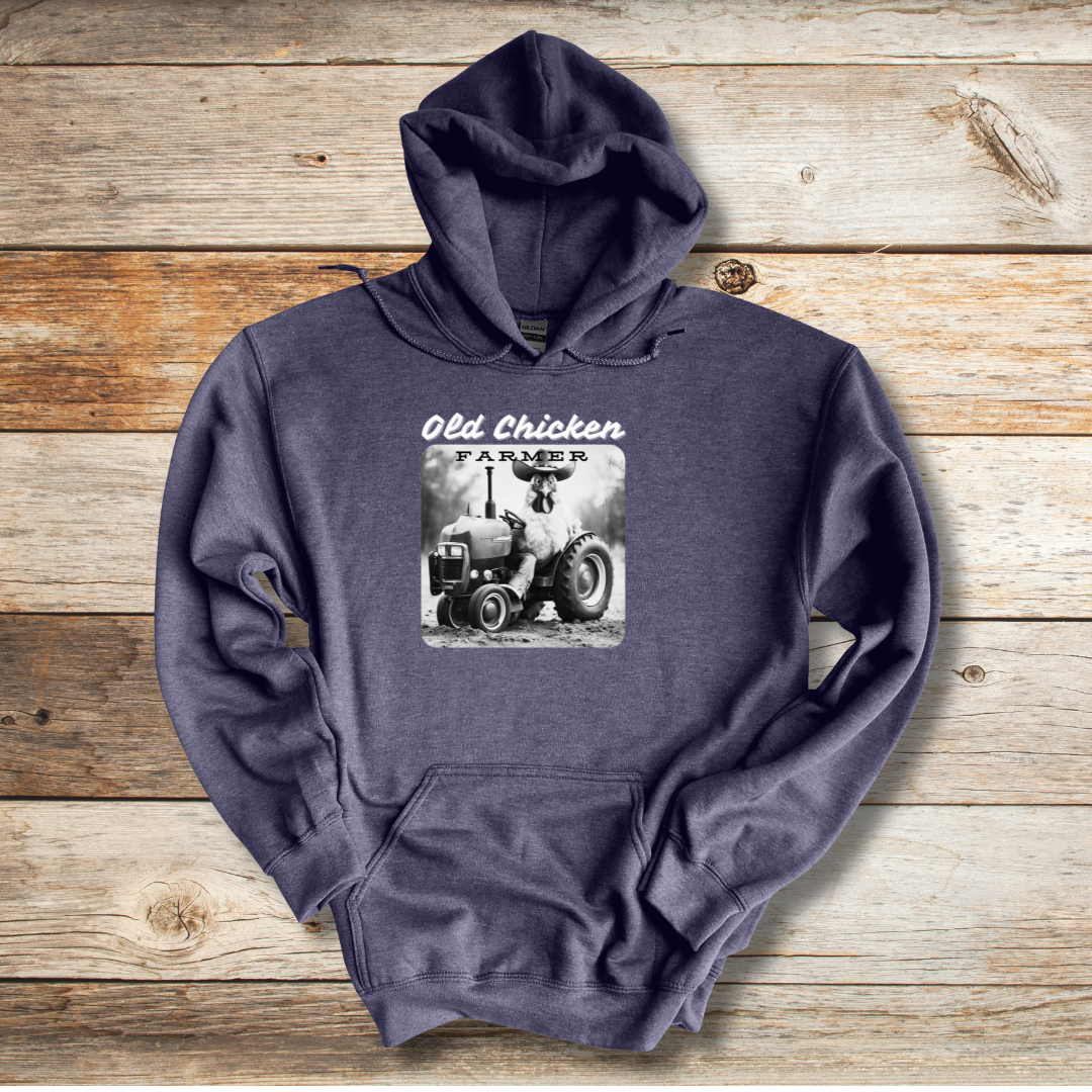 This is image of Old Chicken Farmer Long-Sleeve Hoodie version 5