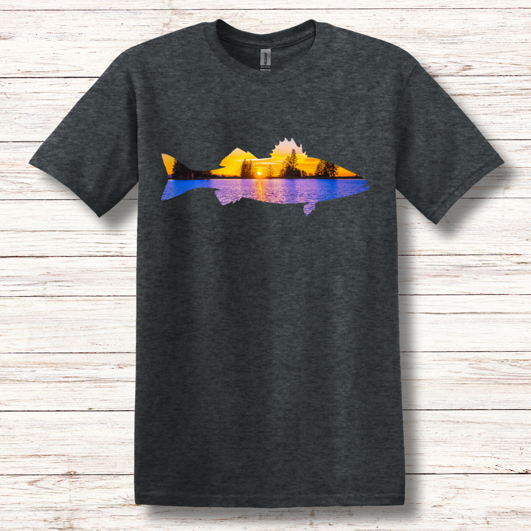 This is image of Largemouth Bass Sunset T-Shirt version 6