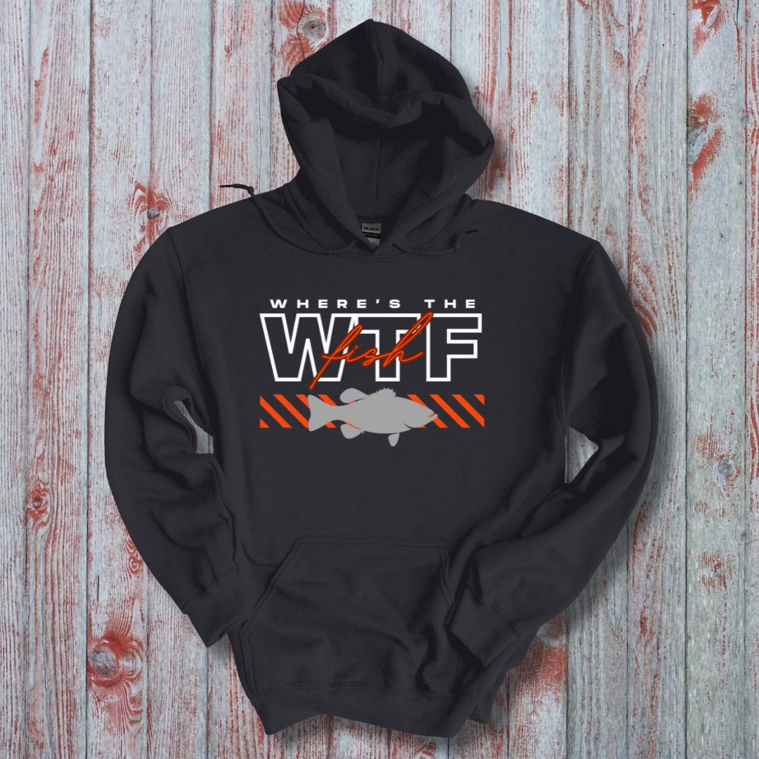 This is image of WTF Where's the Fish Long-Sleeve Hoodie version 5