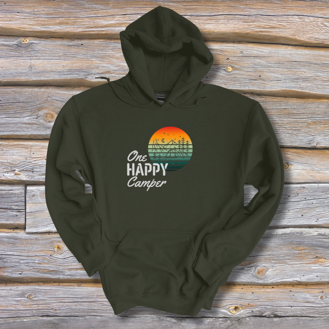 This is image of One Happy Camper Long-Sleeve Hoodie version 4