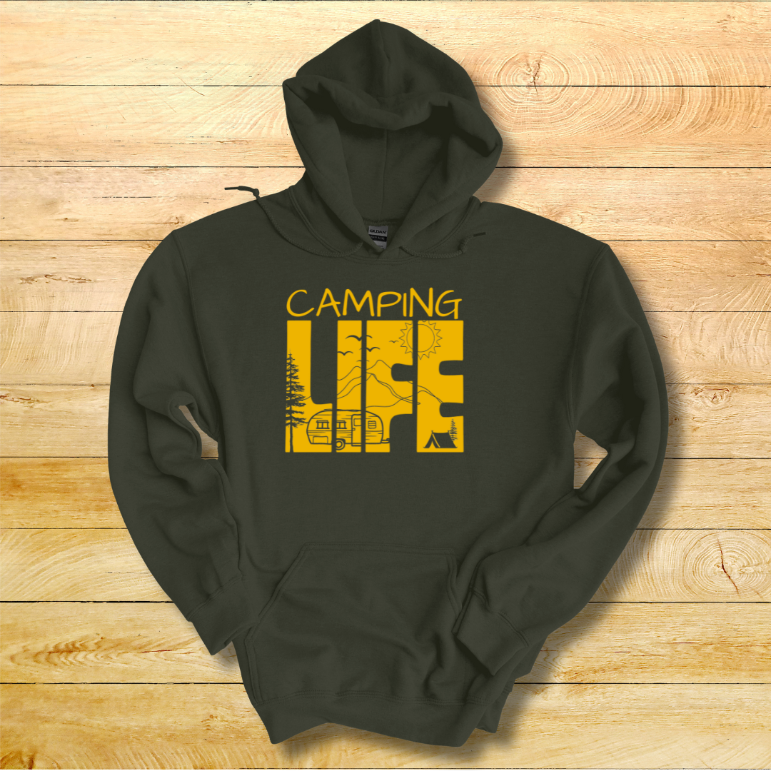 This is image of Camping Life Long-Sleeve Hoodie version 3