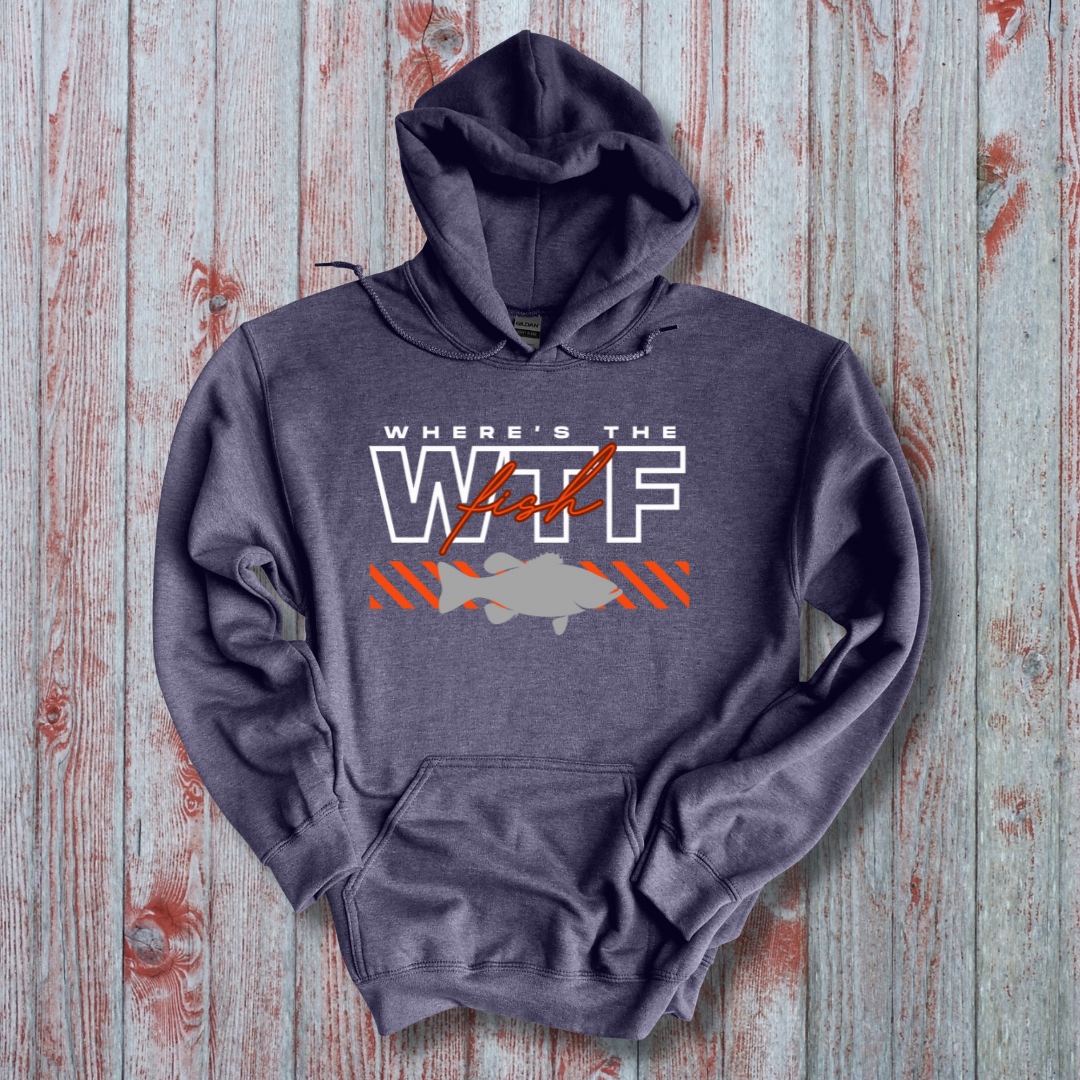 This is image of WTF Where's the Fish Long-Sleeve Hoodie version 6