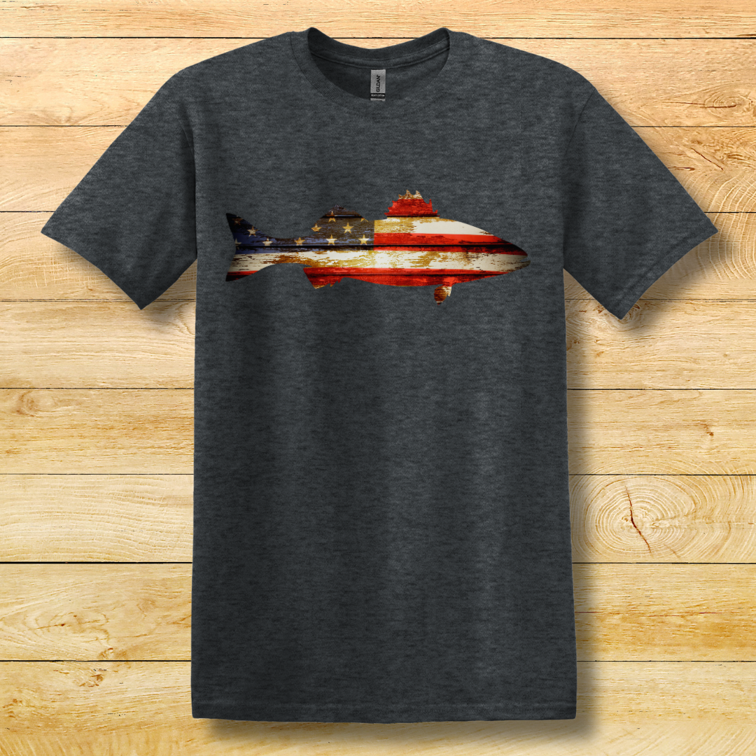 This is image of Distressed Bass Flag T-Shirt version 3