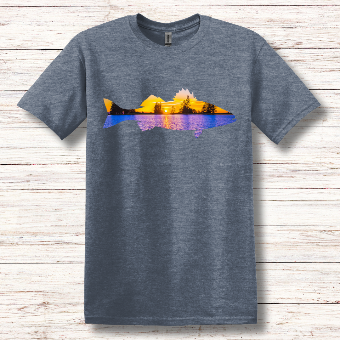 This is image of Largemouth Bass Sunset T-Shirt version 7