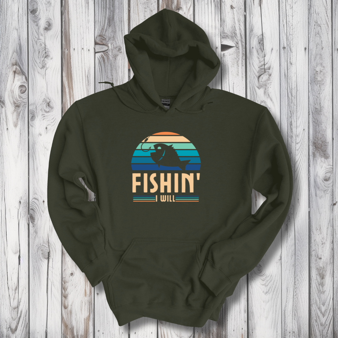This is image of Fishin I Will Long-Sleeve Hoodie version 4