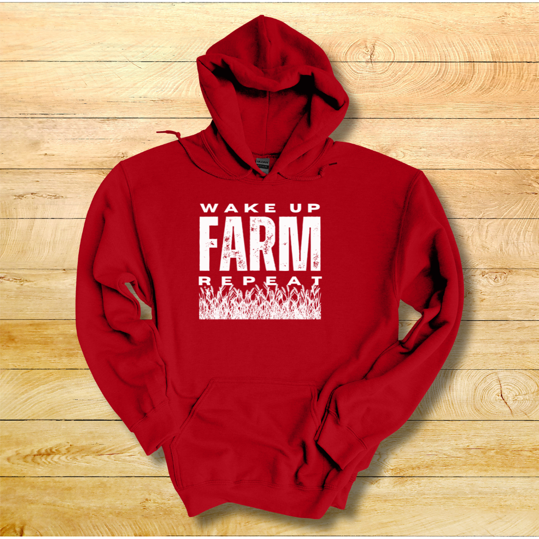 This is image of Wake Up Farm Repeat Long-Sleeve Hoodie version 7