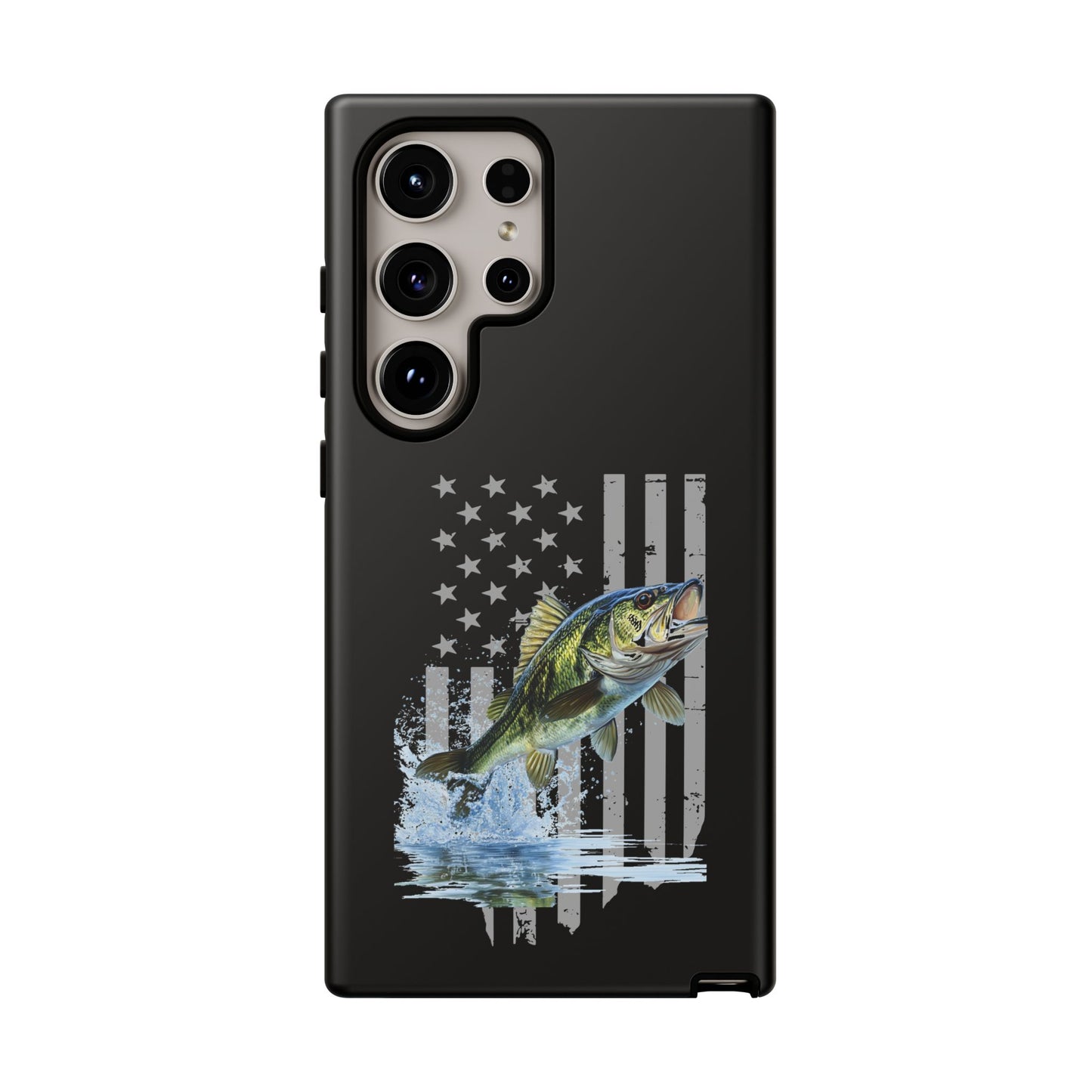 Cell Phone Case | Largemouth Bass with Distressed Flag | For iPhone, Samsung Galaxy, and Google Pixel
