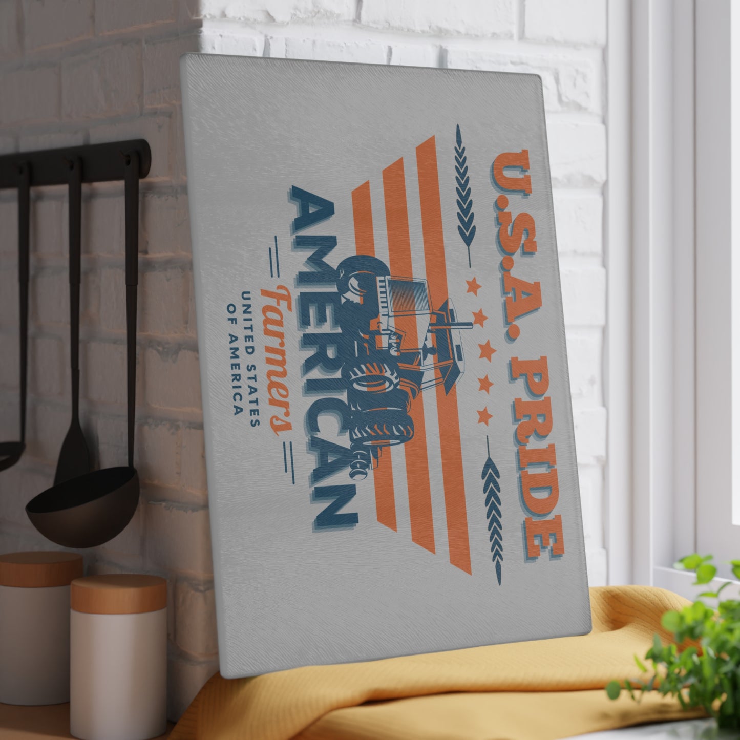 Glass Cutting Board - USA Pride American Farmers