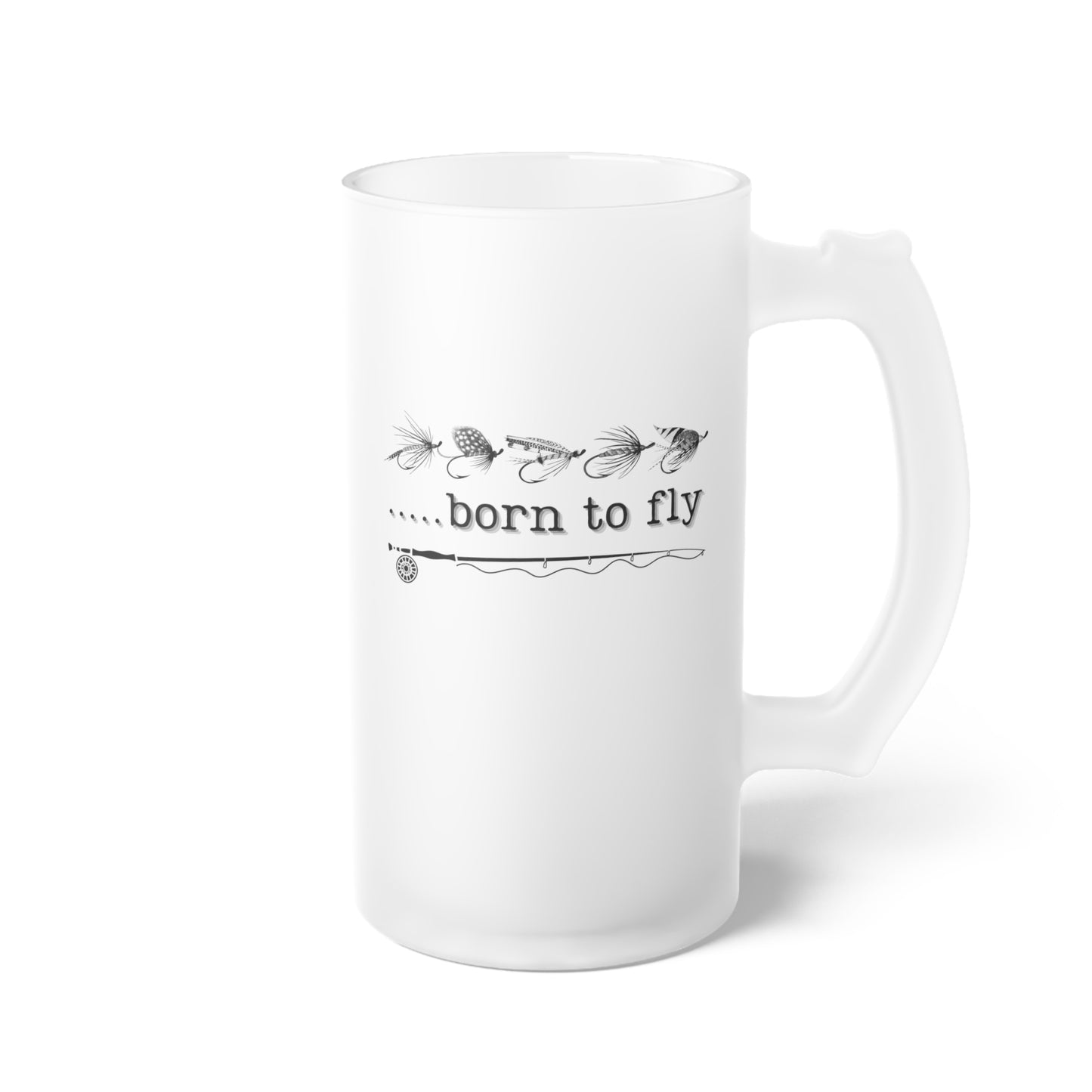 Frosted Glass Beer Mug - Born To Fly