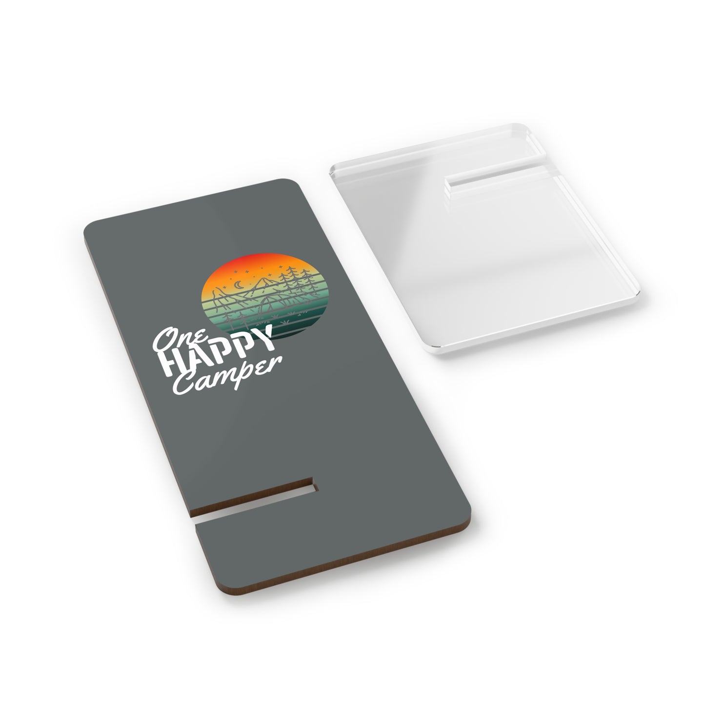 One Happy Camper, Cell Phone Stand for Desk or Nightstand