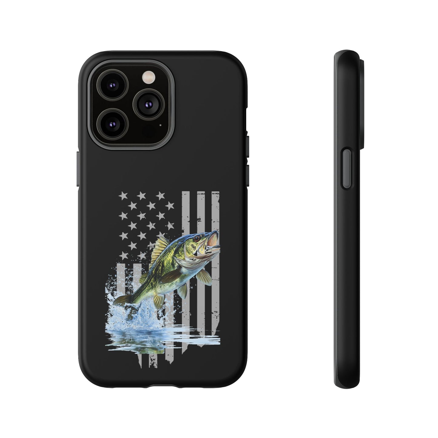 Cell Phone Case | Largemouth Bass with Distressed Flag | For iPhone, Samsung Galaxy, and Google Pixel