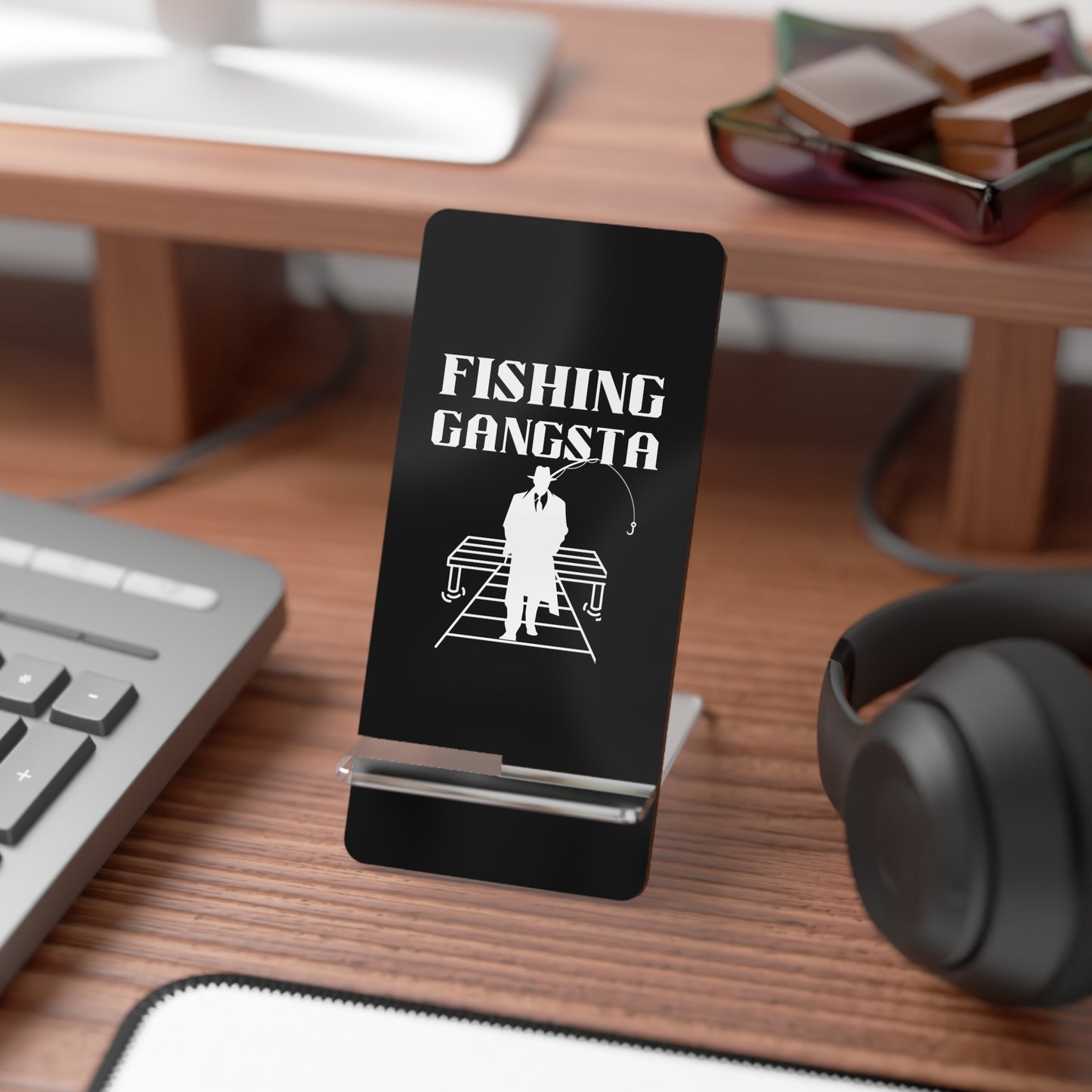 Fishing Gangsta, Cell Phone Stand for Desk or Nightstand
