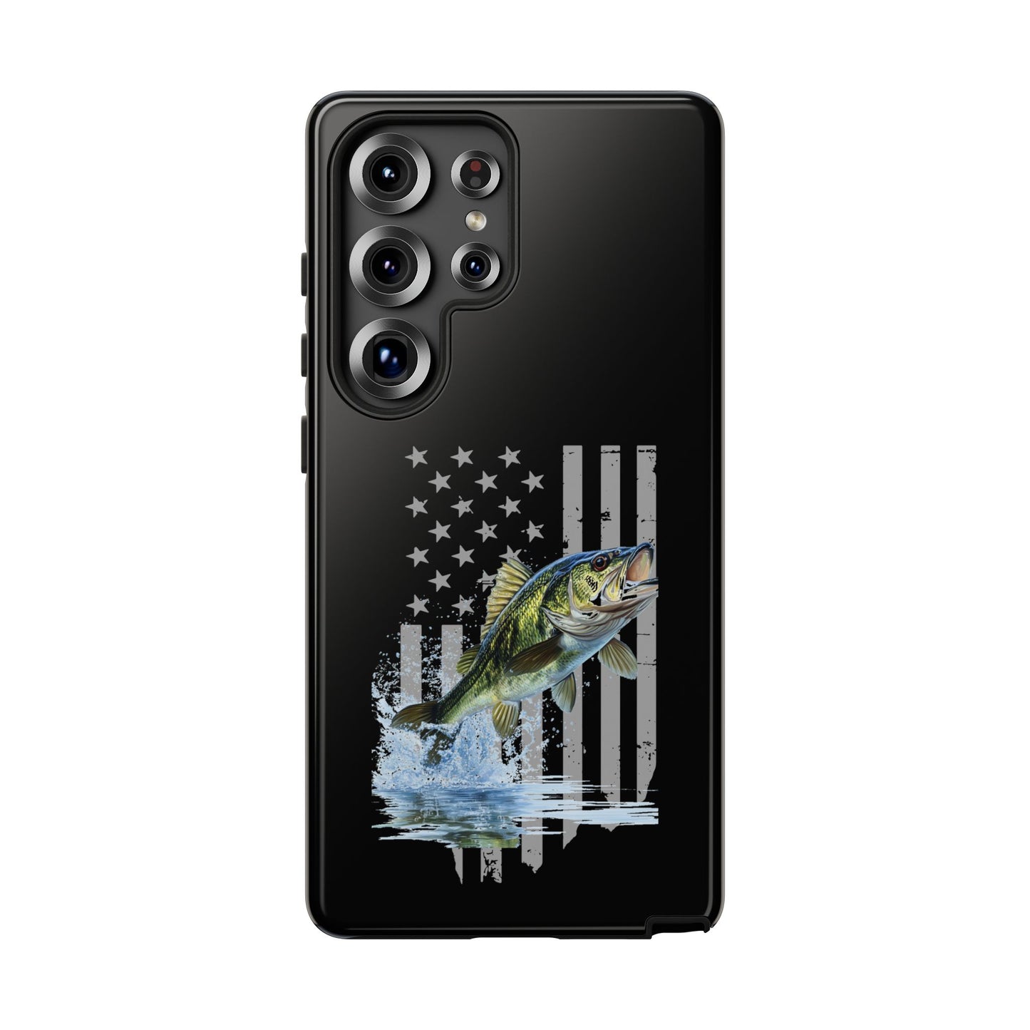 Cell Phone Case | Largemouth Bass with Distressed Flag | For iPhone, Samsung Galaxy, and Google Pixel