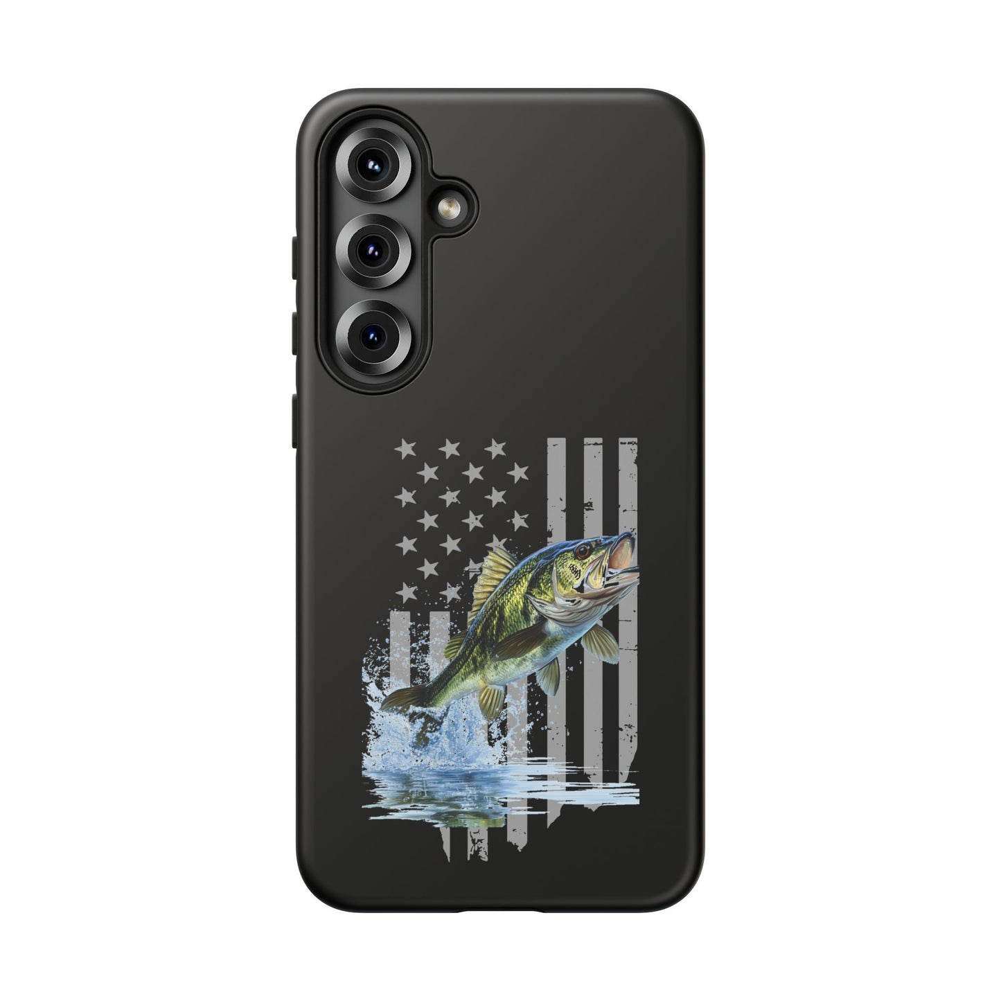 Cell Phone Case | Largemouth Bass with Distressed Flag | For iPhone, Samsung Galaxy, and Google Pixel