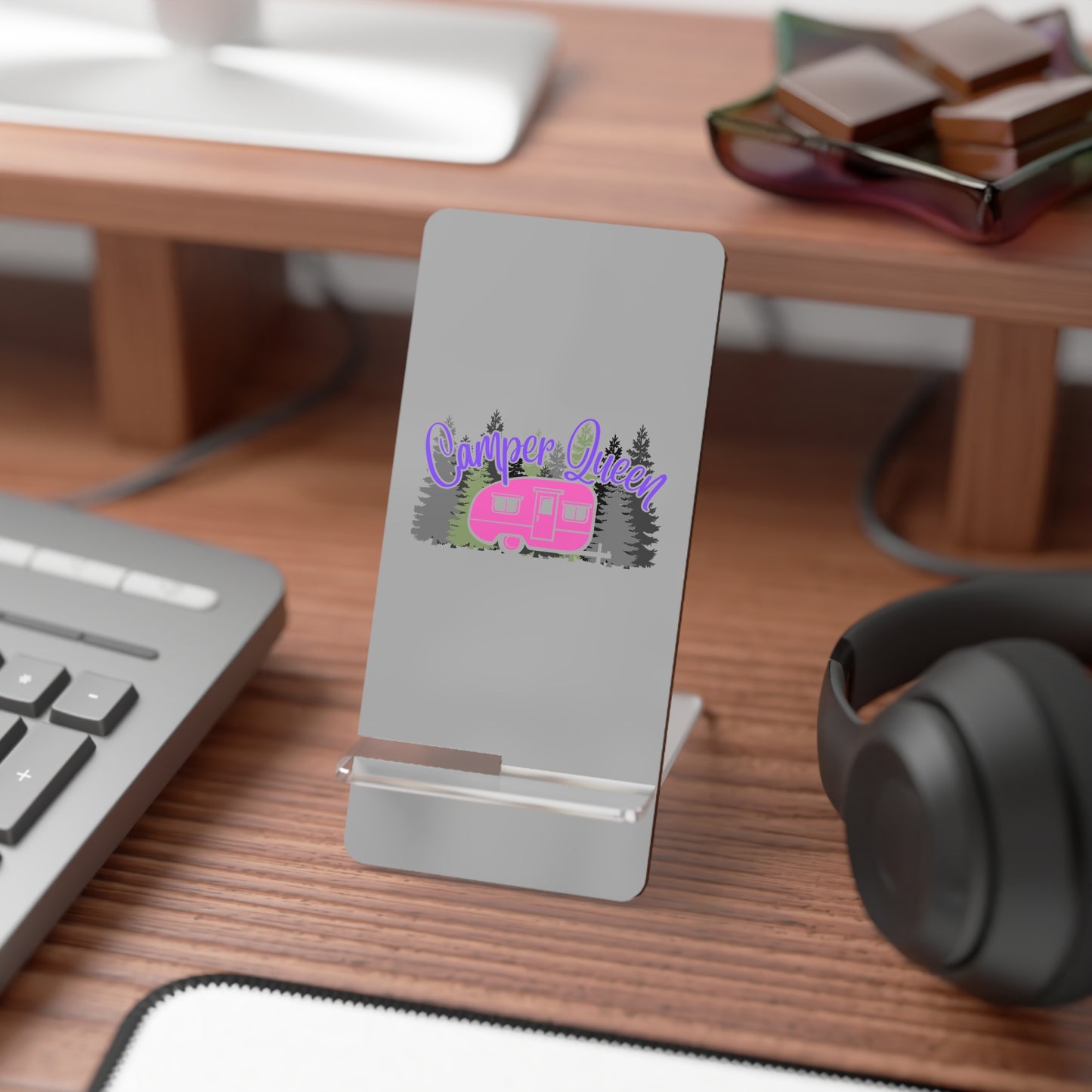 Camper Queen, Cell Phone Stand for Desk or Nightstand
