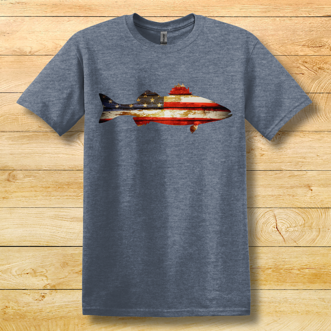 This is image of Distressed Bass Flag T-Shirt version 8