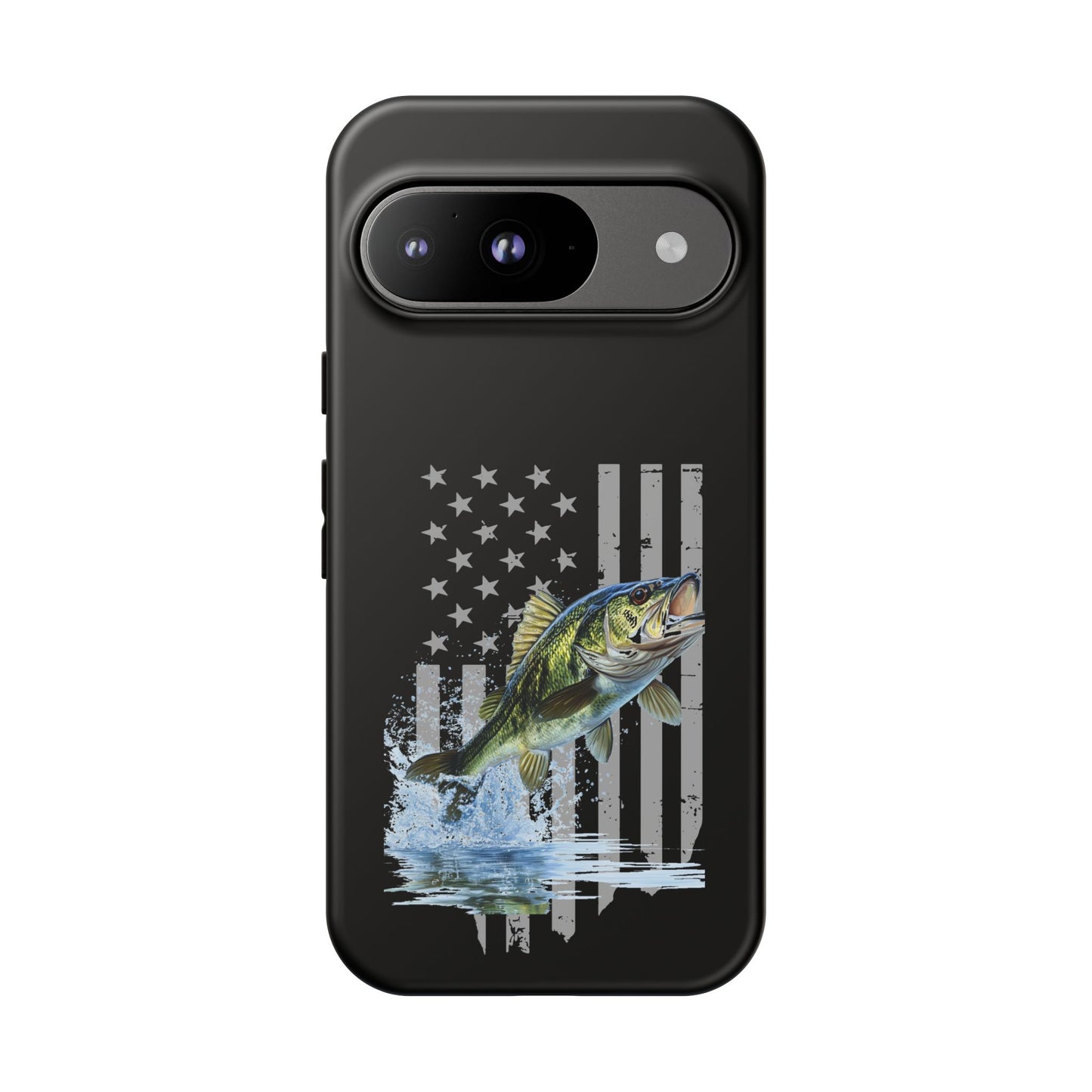 Cell Phone Case | Largemouth Bass with Distressed Flag | For iPhone, Samsung Galaxy, and Google Pixel