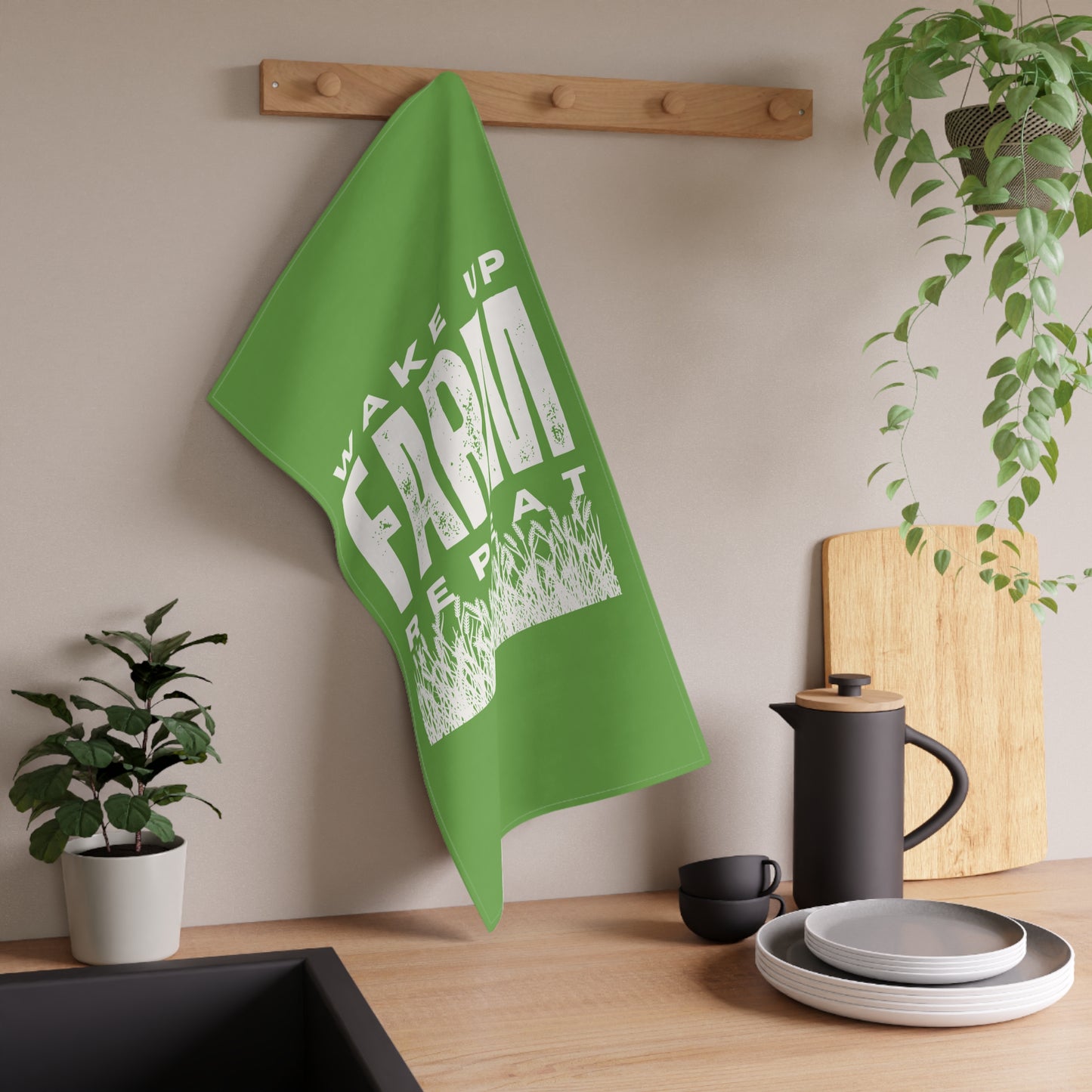 Kitchen Towel - Wake Up Farm Repeat