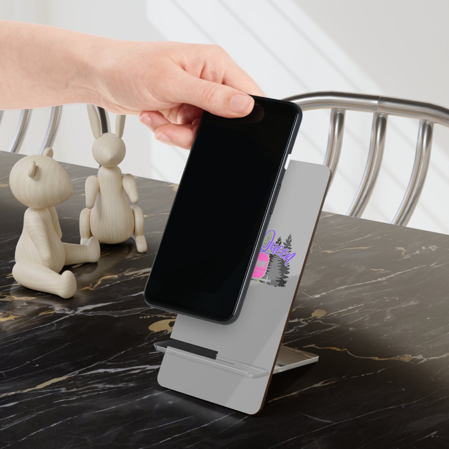 Camper Queen, Cell Phone Stand for Desk or Nightstand