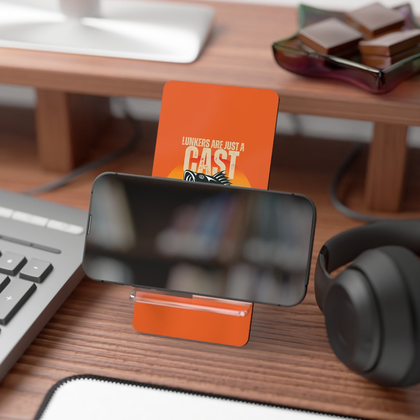 Lunkers Are Just a Cast This Way, Cell Phone Stand for Desk or Nightstand
