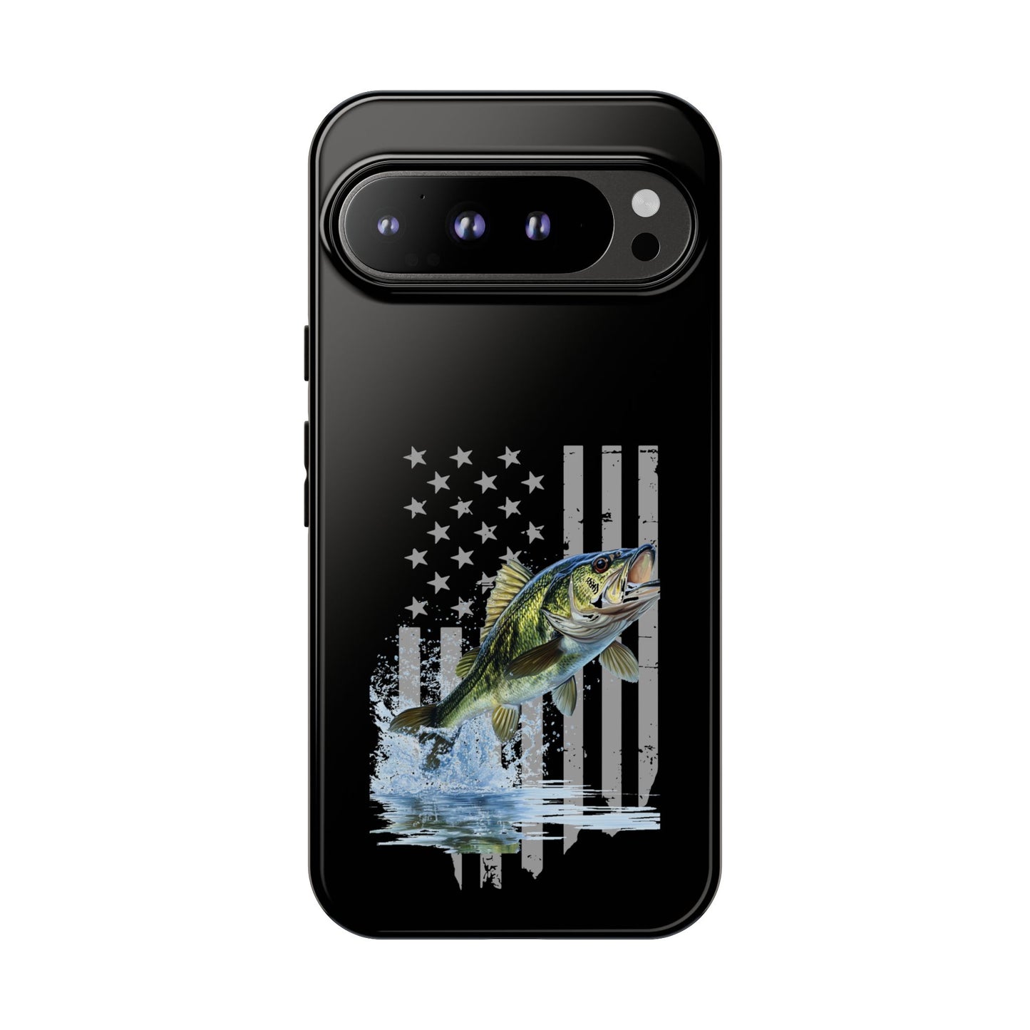 Cell Phone Case | Largemouth Bass with Distressed Flag | For iPhone, Samsung Galaxy, and Google Pixel