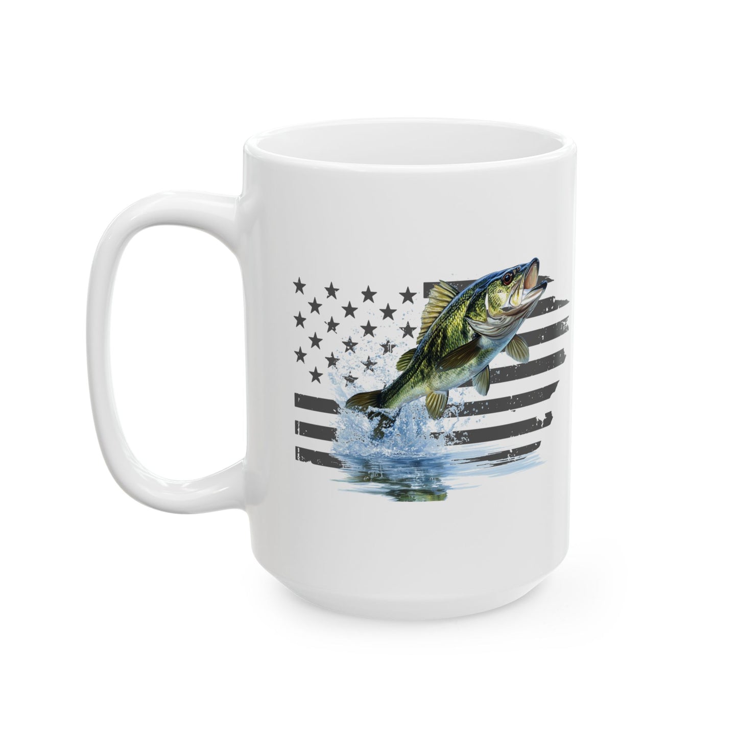 Coffee Mug - Largemouth Bass with Distressed Flag