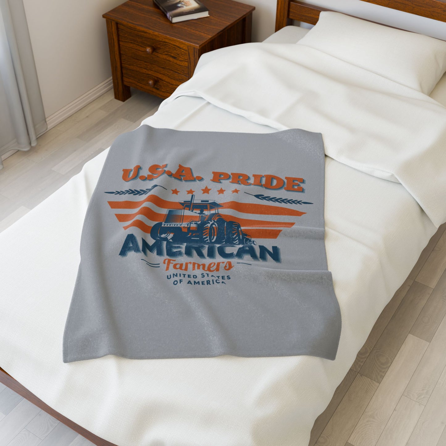 Velveteen Plush Blanket - USA Pride American Farmers