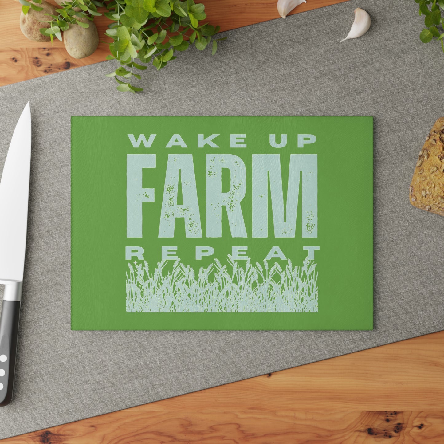 Glass Cutting Board - Wake Up Farm Repeat