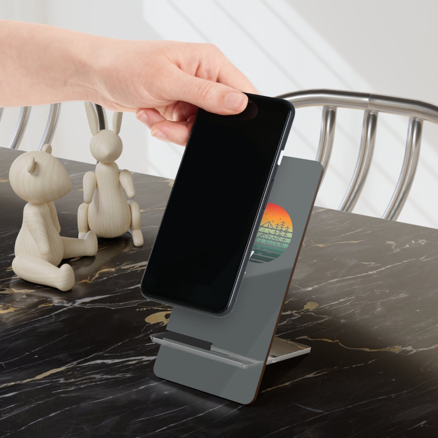 One Happy Camper, Cell Phone Stand for Desk or Nightstand
