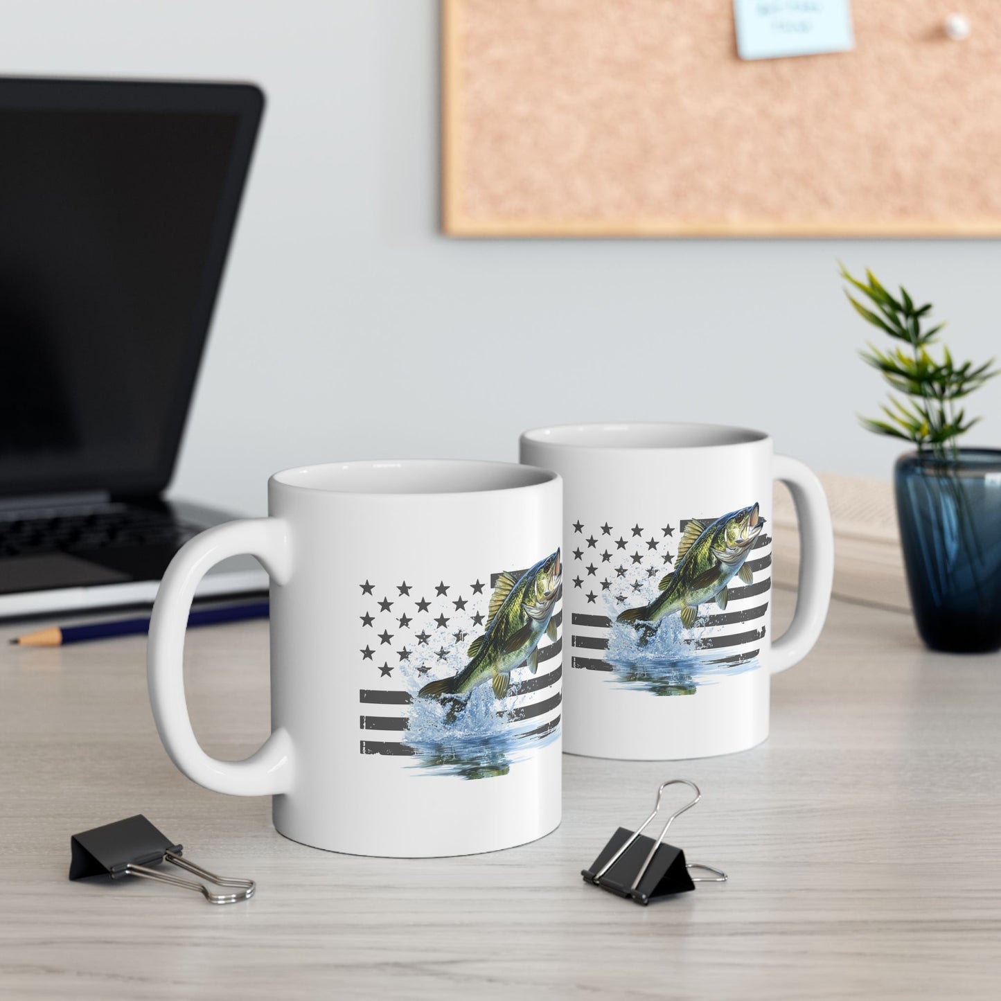 Coffee Mug - Largemouth Bass with Distressed Flag