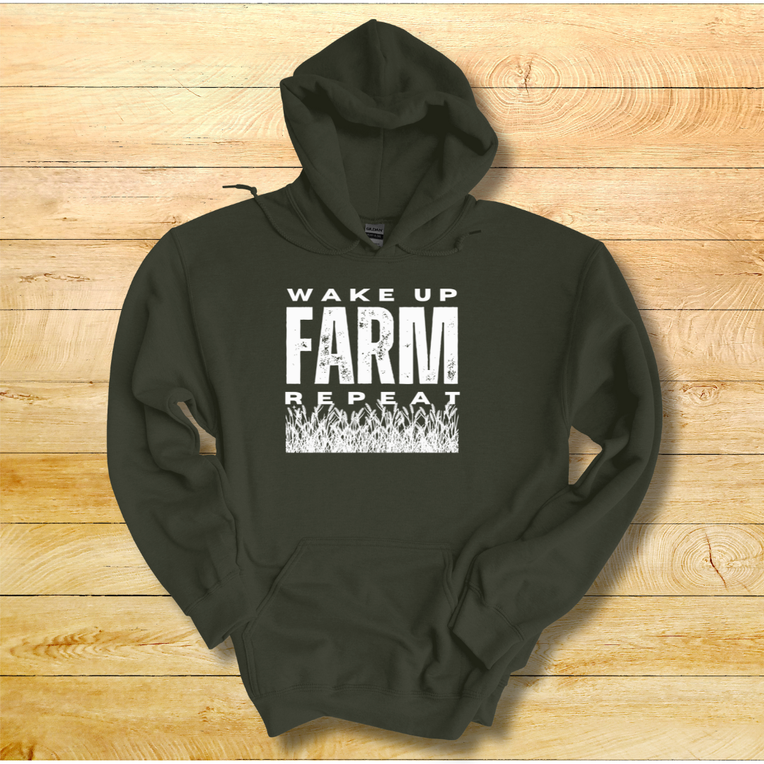 This is image of Wake Up Farm Repeat Long-Sleeve Hoodie version 9