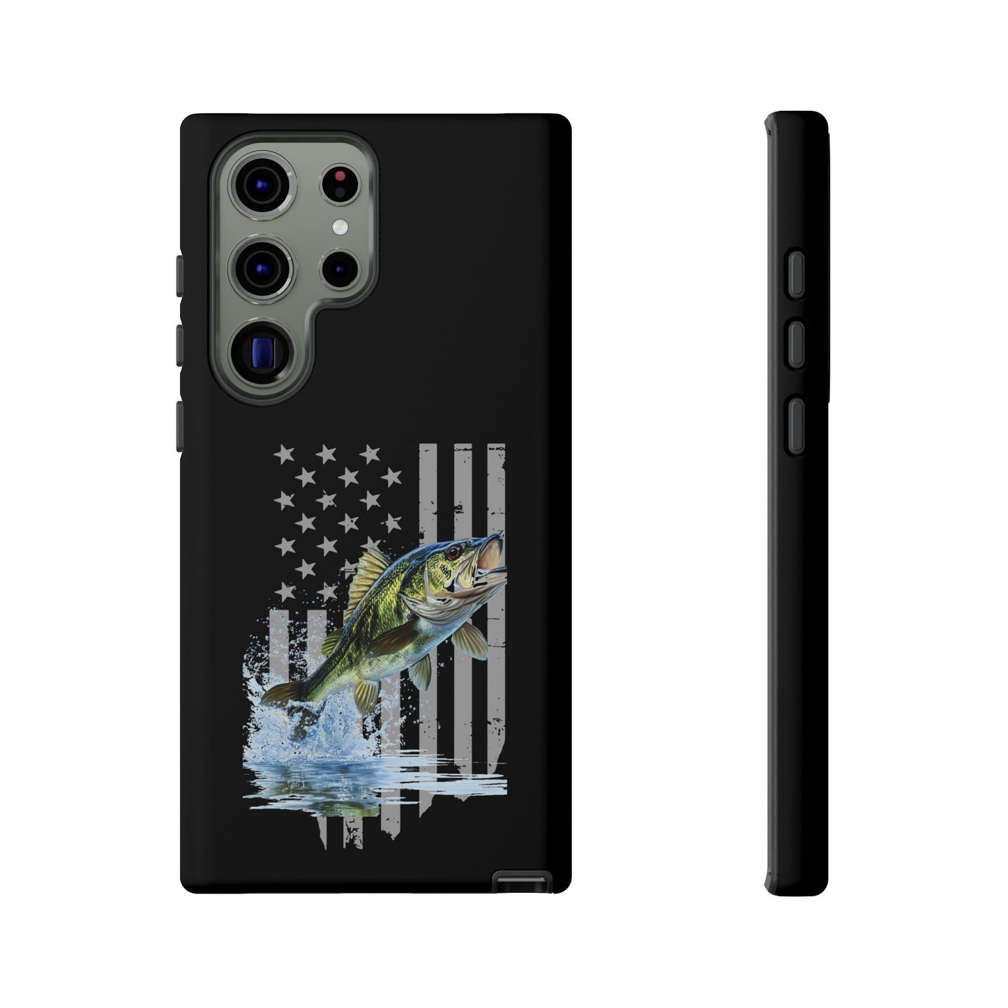 Cell Phone Case | Largemouth Bass with Distressed Flag | For iPhone, Samsung Galaxy, and Google Pixel
