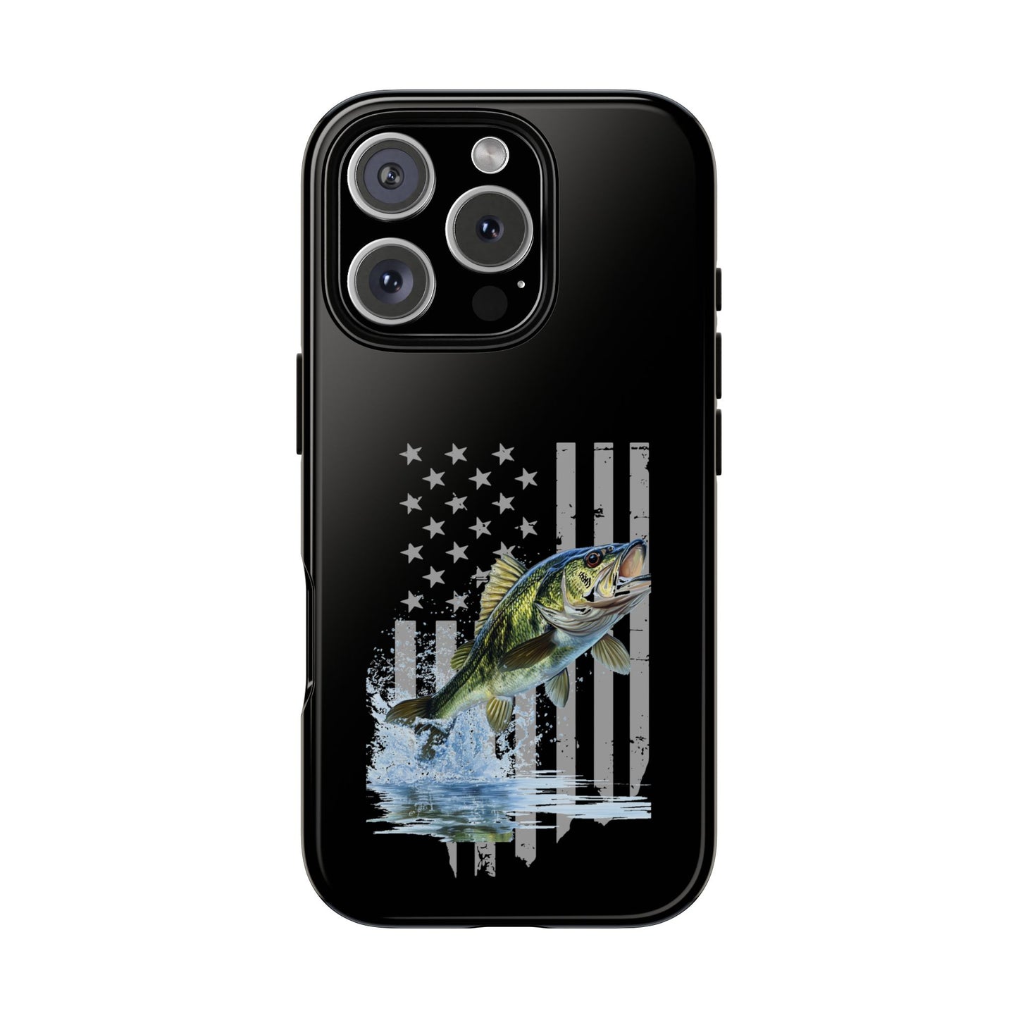Cell Phone Case | Largemouth Bass with Distressed Flag | For iPhone, Samsung Galaxy, and Google Pixel