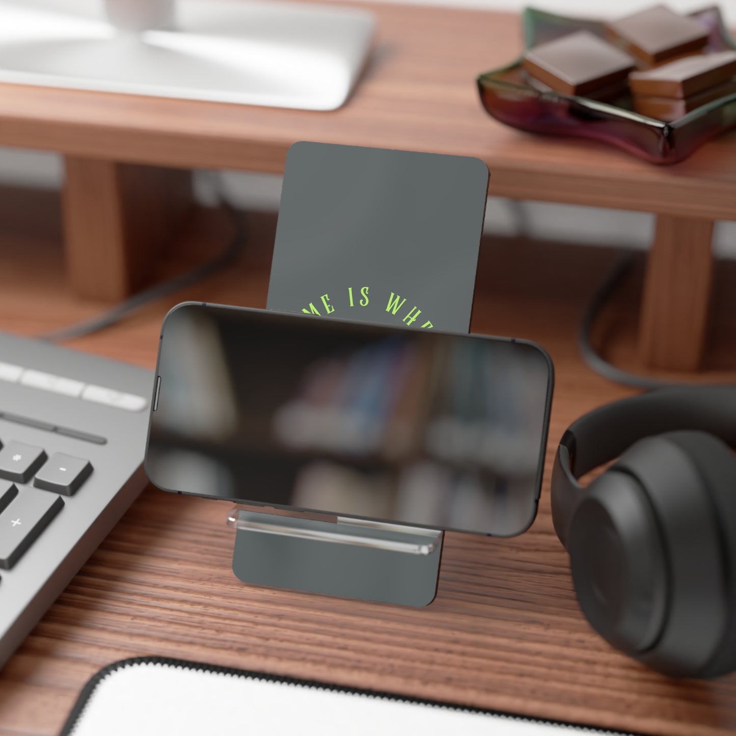 Home Is Where We Park It, Cell Phone Stand for Desk or Nightstand