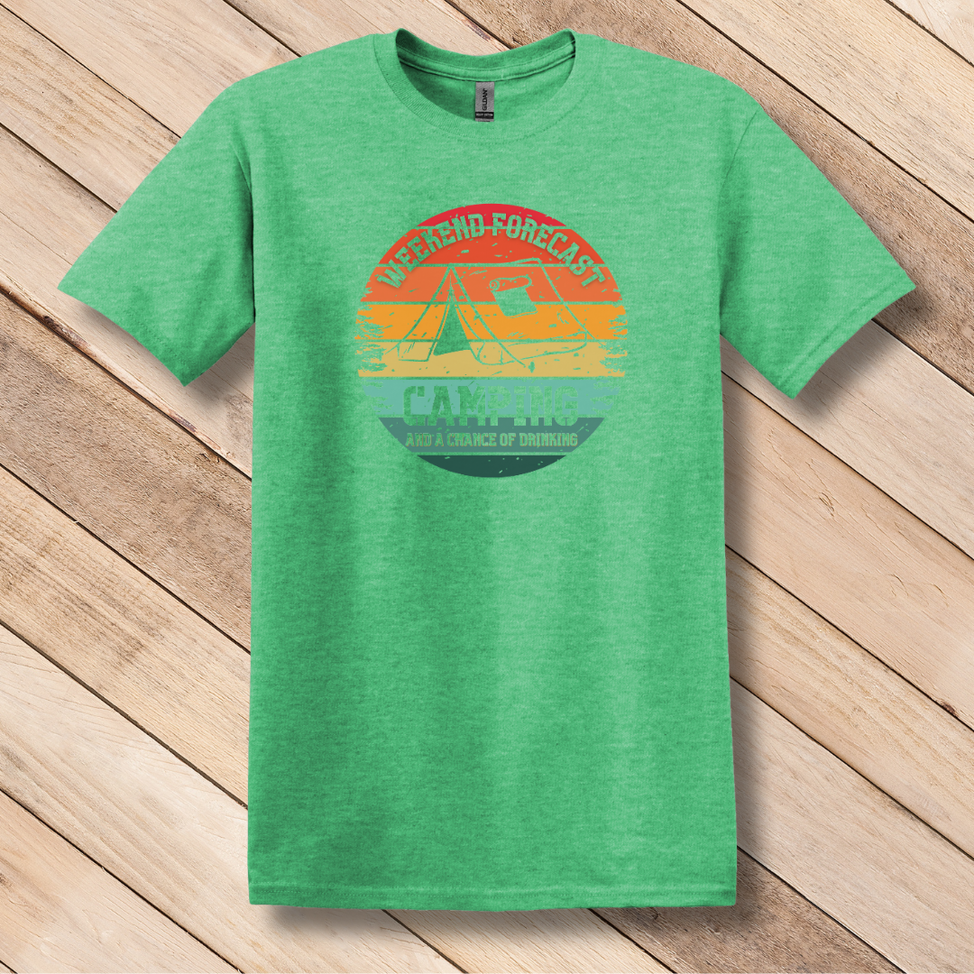 This is image of Weekend Forecast Camping Chance of Drinking T-Shirt version 11
