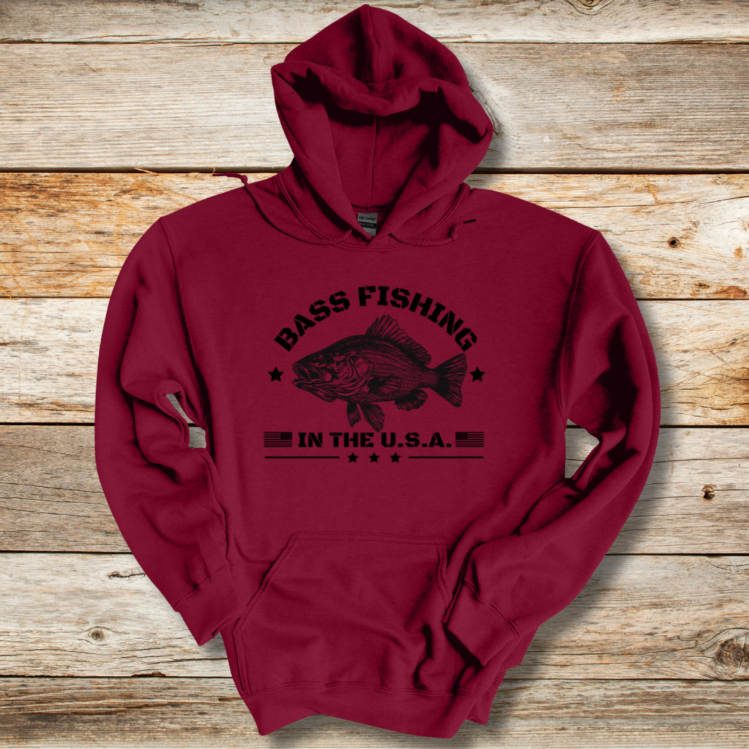 Bass Fishing in the USA Long-Sleeve Hoodie | Gifts for Anglers