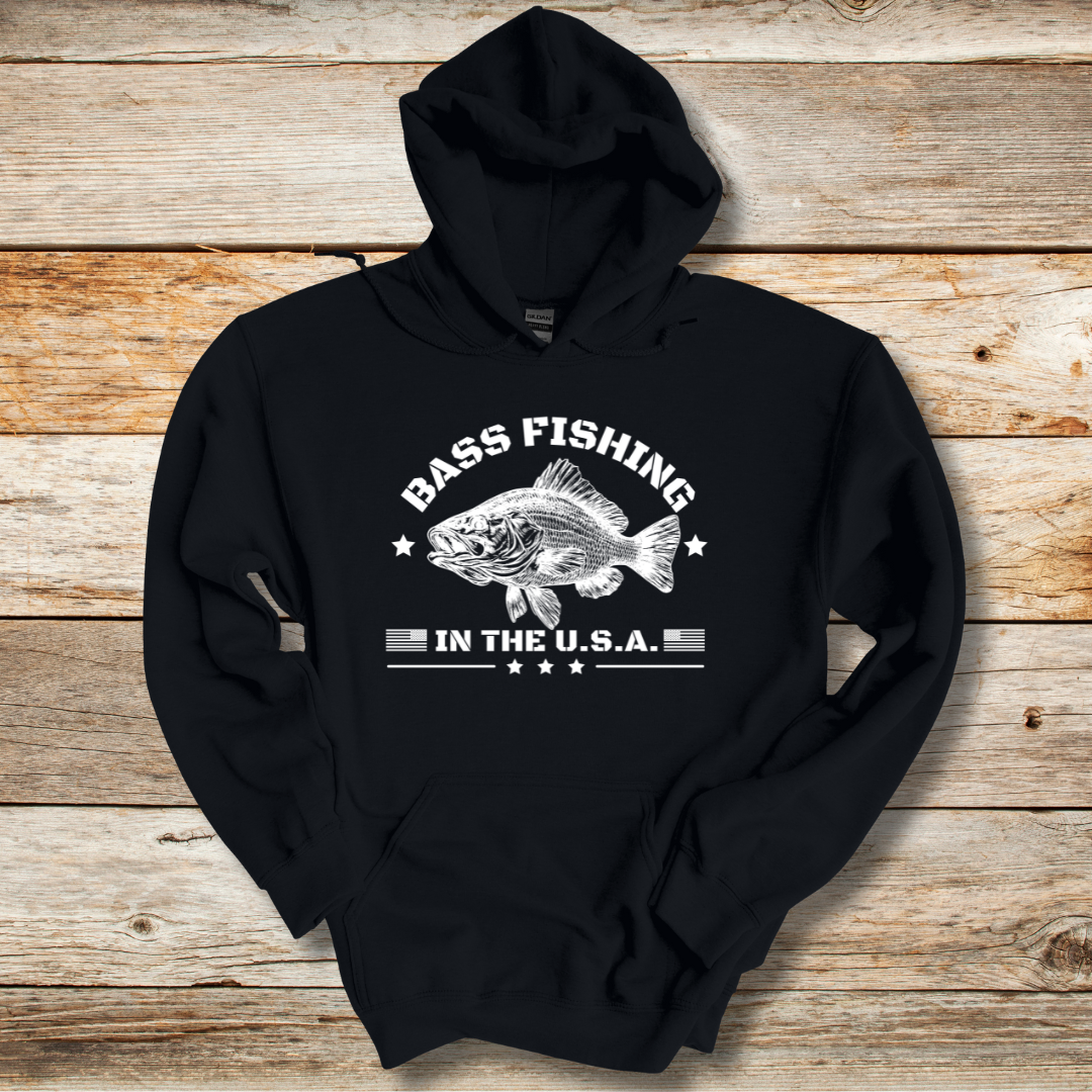 Bass Fishing in the USA Long-Sleeve Hoodie | Gifts for Anglers