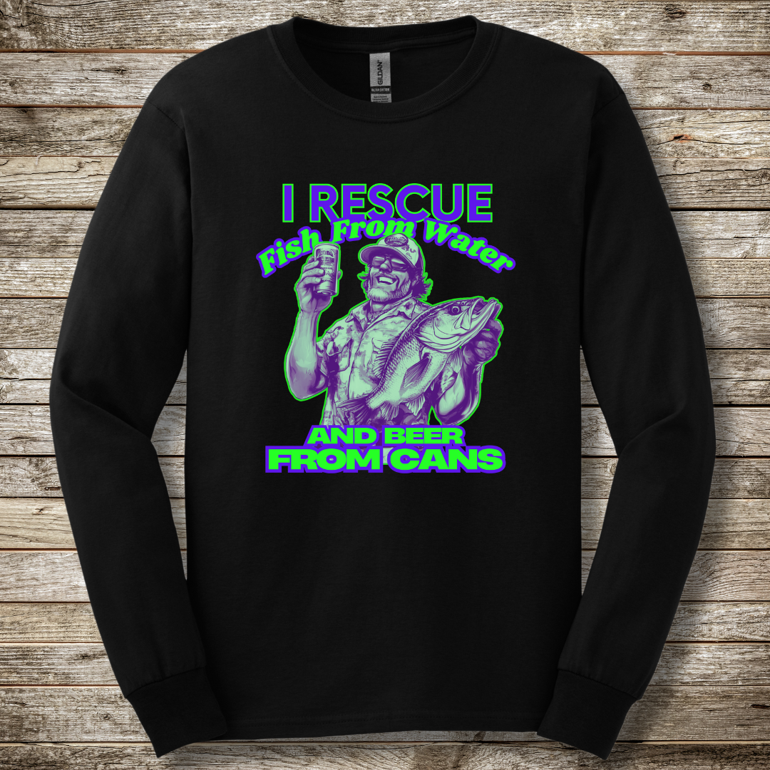 I Rescue Fish From Water Long Sleeve Tee | Funny Fishing Shirts