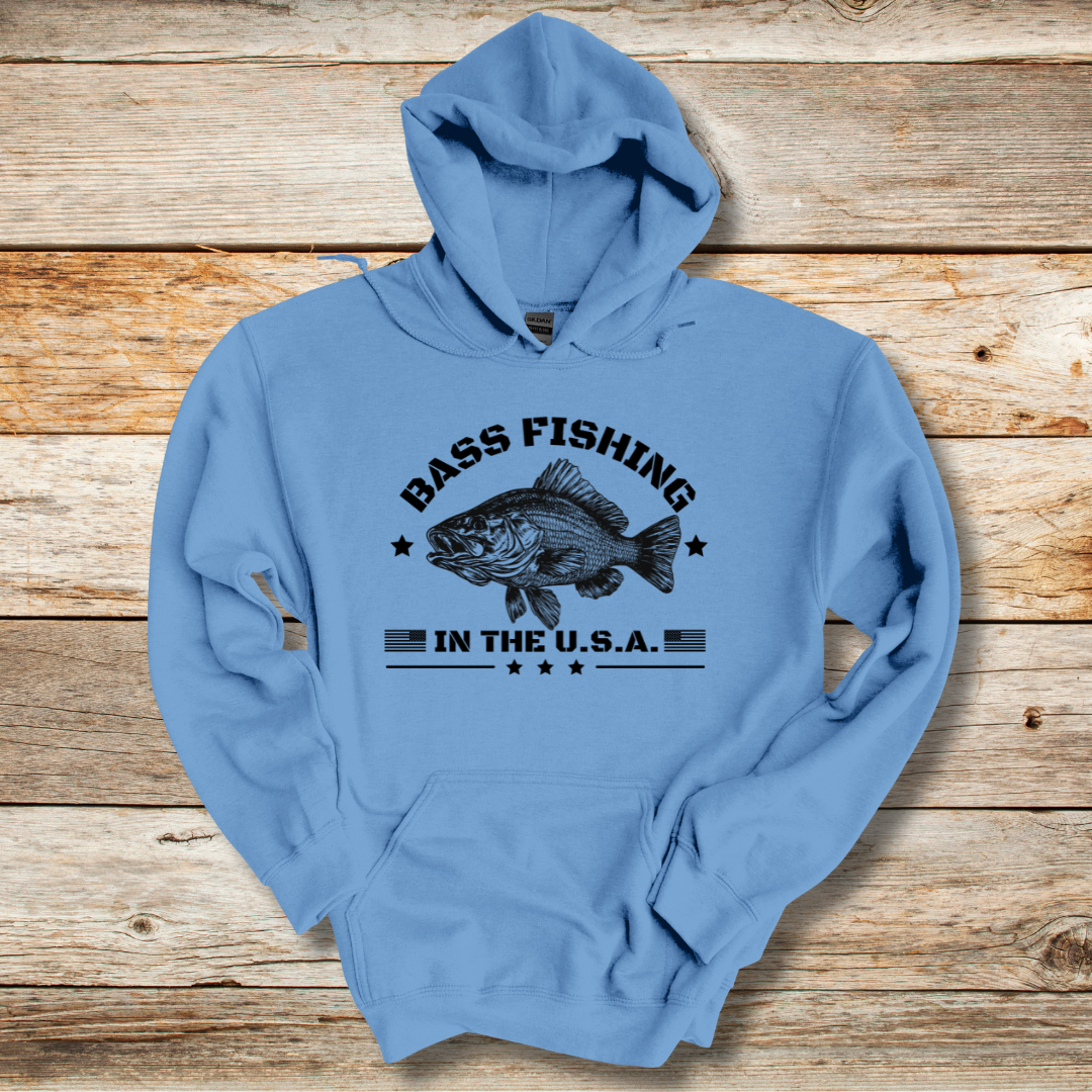 Bass Fishing in the USA Long-Sleeve Hoodie | Gifts for Anglers
