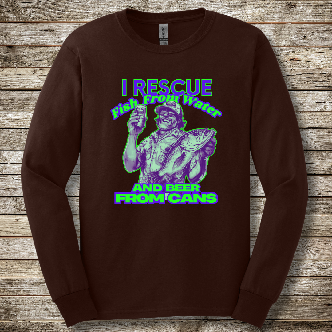 I Rescue Fish From Water Long Sleeve Tee | Funny Fishing Shirts