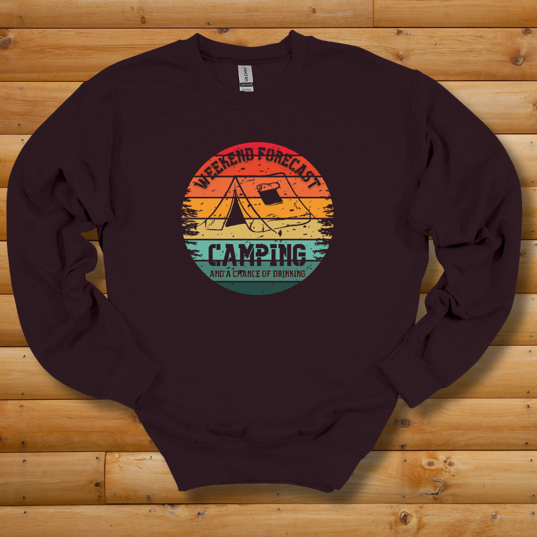 Weekend Forecast Camping and Drinking Sweatshirt | Campfire Beers