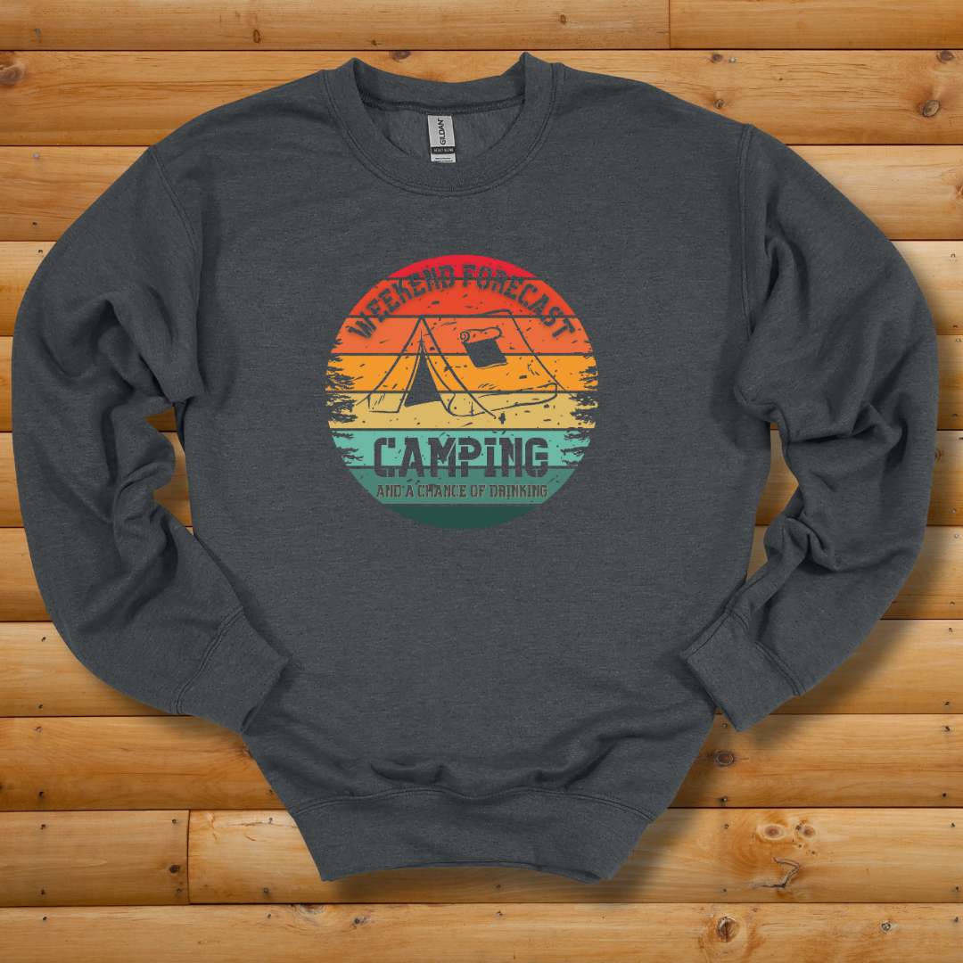 Weekend Forecast Camping and Drinking Sweatshirt | Campfire Beers