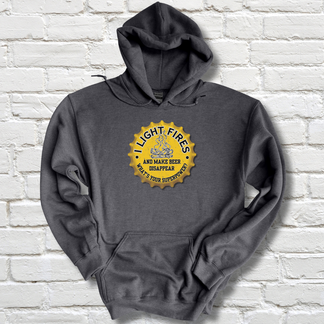 I Light Fires and Make Beer Disappear Long-Sleeve Hoodie | Campfire Beers