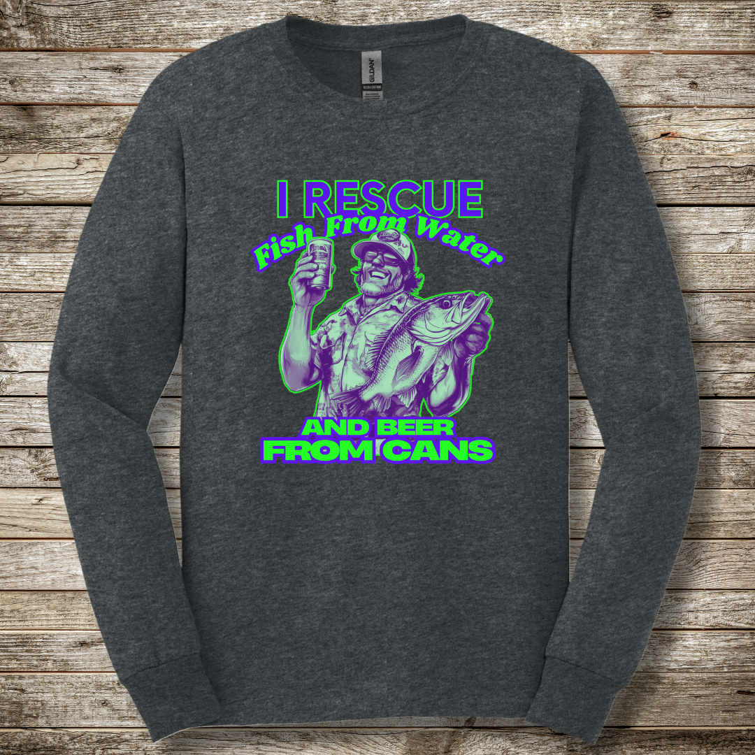 I Rescue Fish From Water Long Sleeve Tee | Funny Fishing Shirts