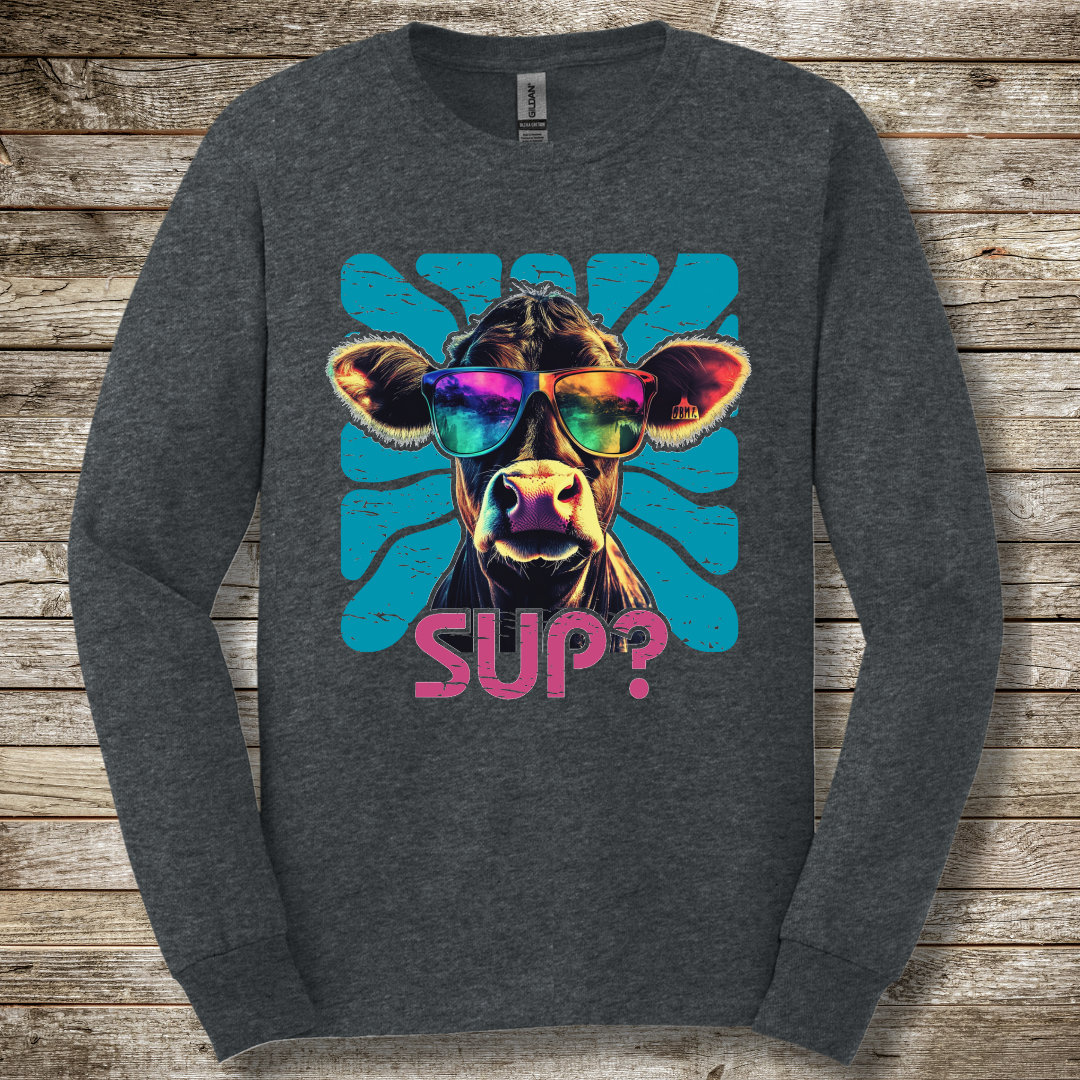 Cow Sup? Long Sleeve Tee | Farmer T-Shirts Funny