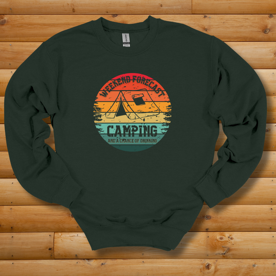 Weekend Forecast Camping and Drinking Sweatshirt | Campfire Beers