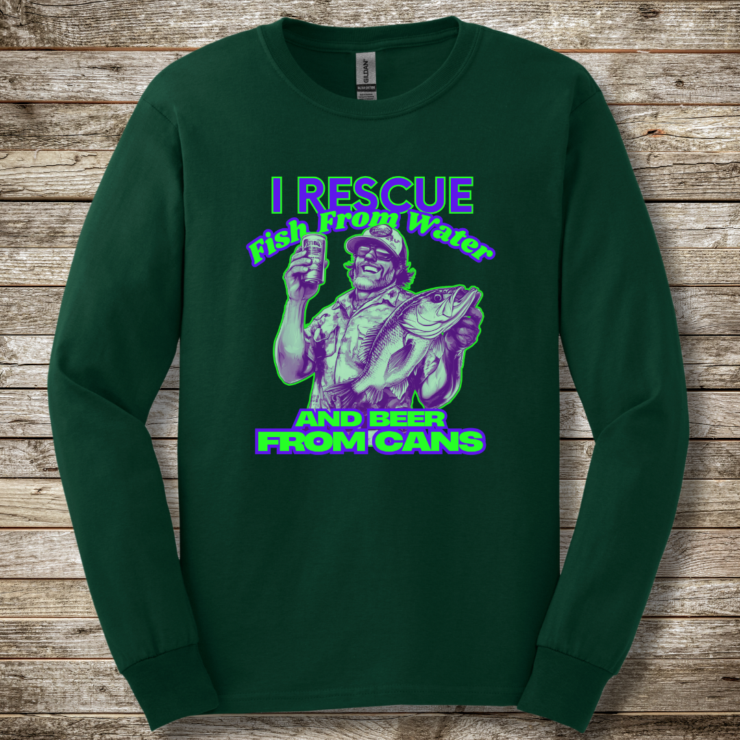 I Rescue Fish From Water Long Sleeve Tee | Funny Fishing Shirts